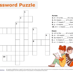 Algebra crossword puzzle answer key