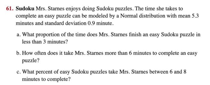 Mrs starnes enjoys doing sudoku puzzles