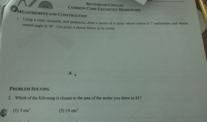 Sectors of circles common core geometry homework answers