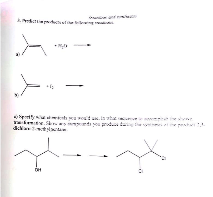 Predict the major product for each of the following reactions.