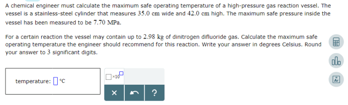 Maximum safe operating pressure solved transcribed digits significant celsius measured measures sulfur