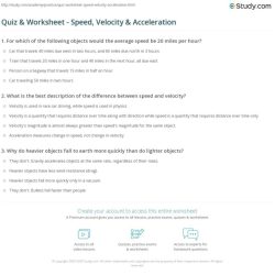 Speed velocity and acceleration worksheet answers