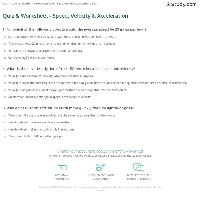 Speed velocity and acceleration worksheet answers