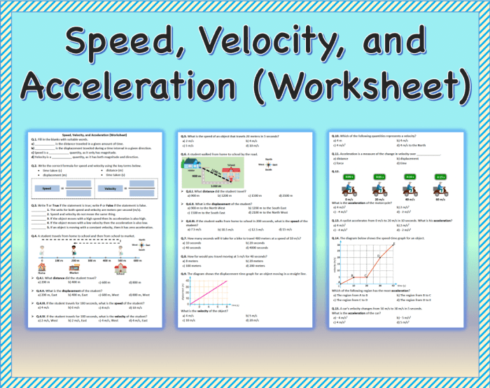 Speed velocity and acceleration worksheet answers